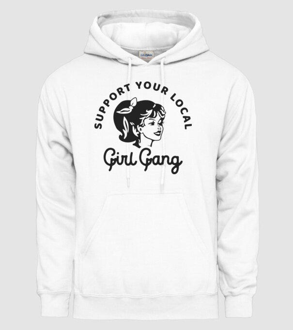 Support your local girl gang pe fond alb -01 model alb pe tricou