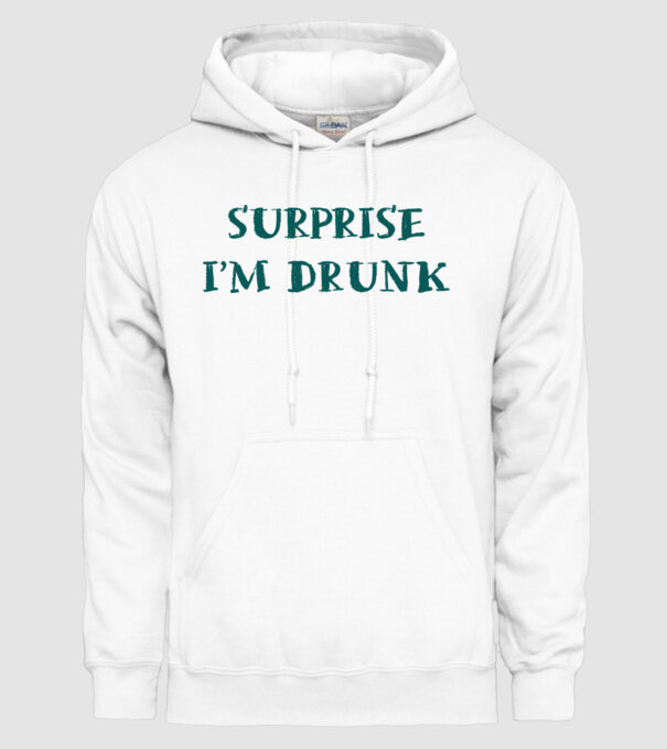 Surprise im drunk model alb pe tricou