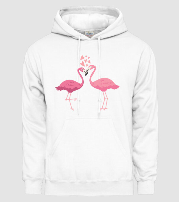 FLAMINGO ÎNDRĂGOSTIȚI model alb pe tricou