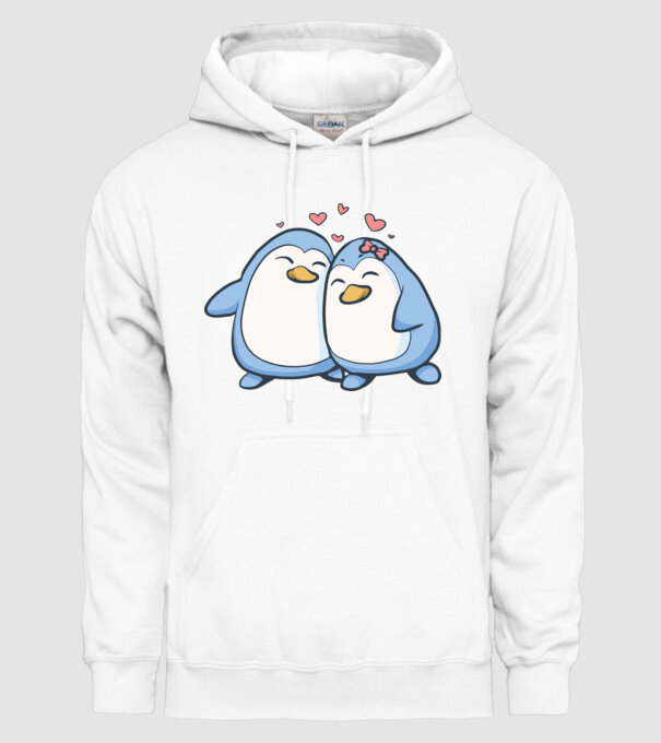 PINGUIN ÎNDRĂGOSTIT model alb pe tricou