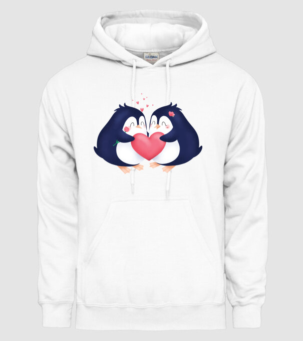 PINGUIN ÎNDRĂGOSTIT model alb pe tricou