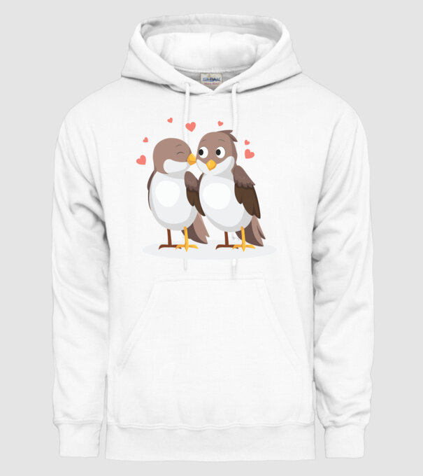 VRĂBII ÎNDRĂGOSTITE model alb pe tricou