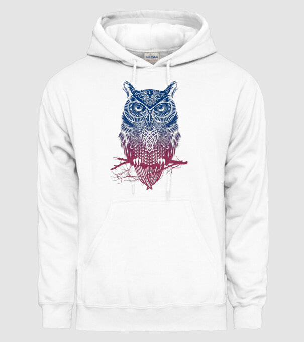 Bufniță colorată model alb pe tricou