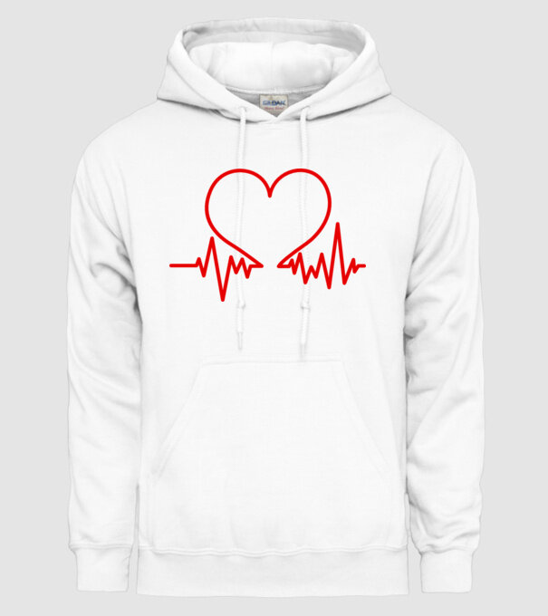 ECG inimă model alb pe tricou
