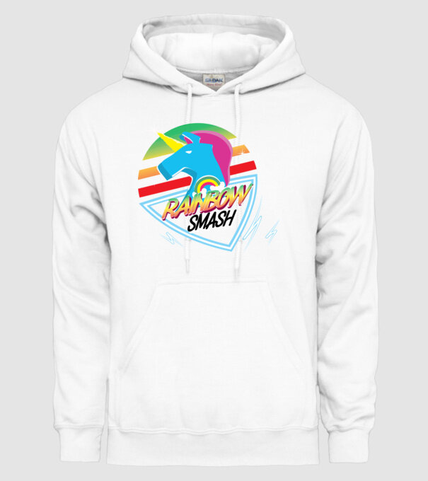 Curcubeu unicorn model alb pe tricou