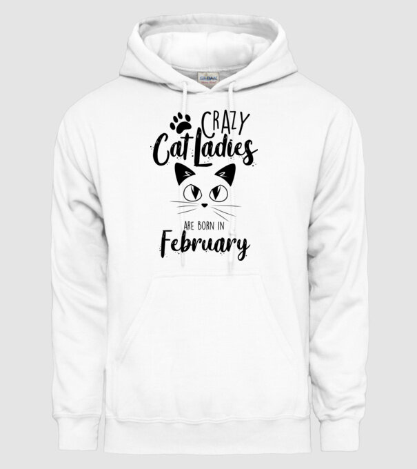 Crazy Cat Ladies are born in February model alb pe tricou