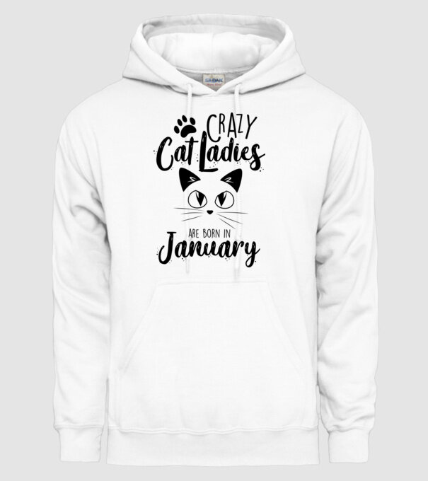 Crazy Cat Ladies are born in January model alb pe tricou
