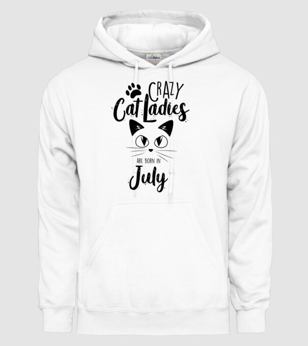 Crazy Cat Ladies are born in July model alb pe tricou