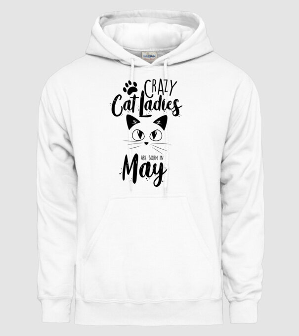 Crazy Cat Ladies are born in May model alb pe tricou