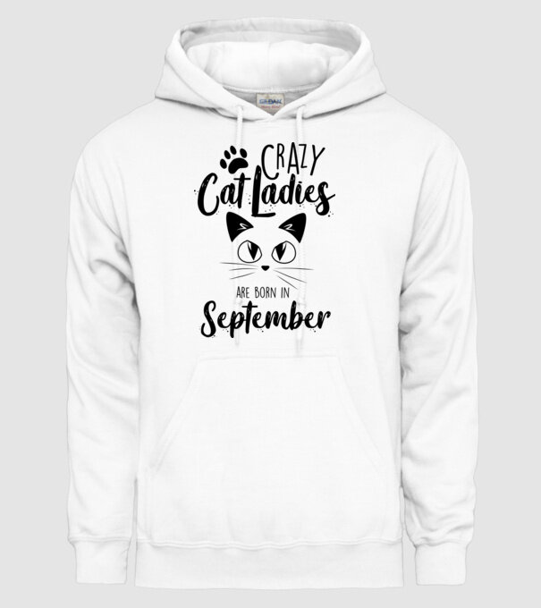 Crazy Cat Ladies are born in September model alb pe tricou