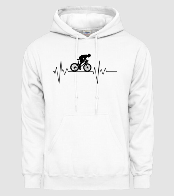 Biker Heartbeat model alb pe tricou