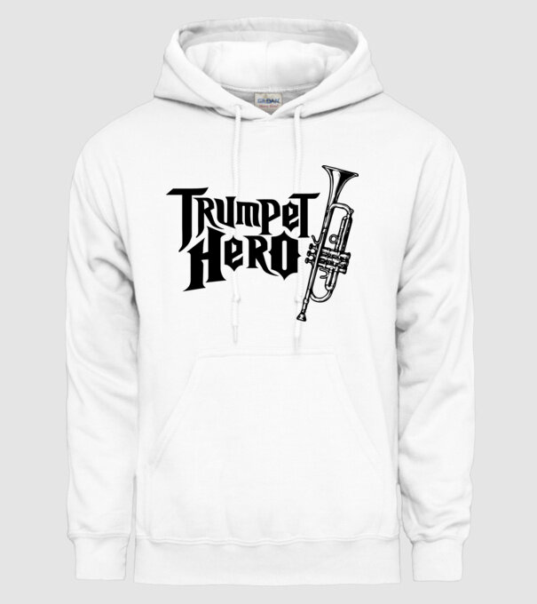 Trumpet Hero model alb pe tricou