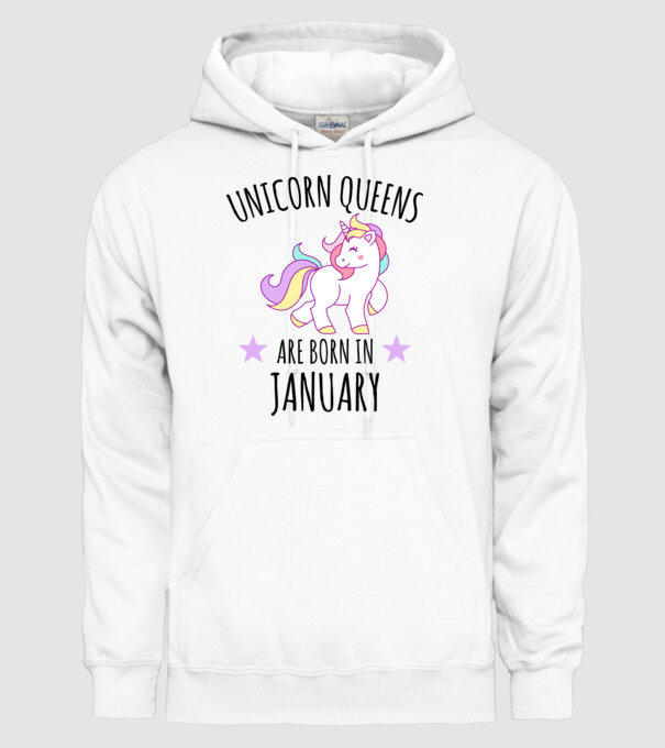 Unicorn queens are born in - January model alb pe tricou