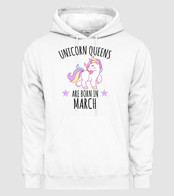Unicorn queens are born in - March model alb pe tricou