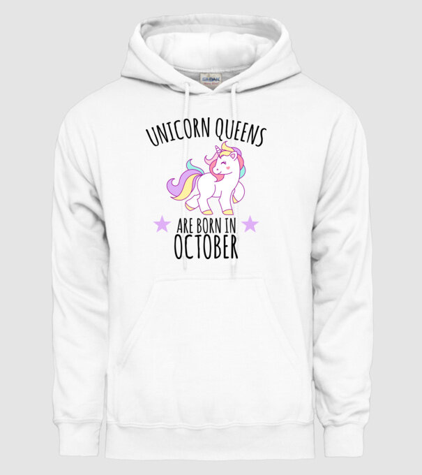 Unicorn queens are born in - October model alb pe tricou