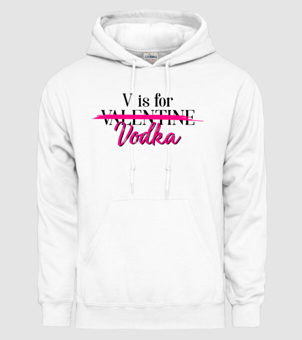 V for Vodka model alb pe tricou