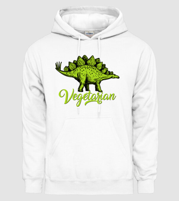 Vegetarian model alb pe tricou