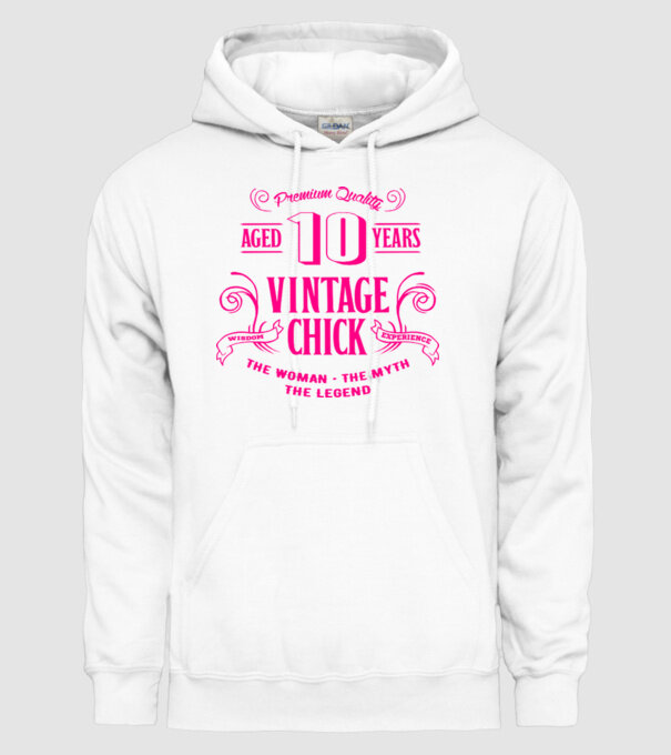 Vintage Chick - 10 model alb pe tricou