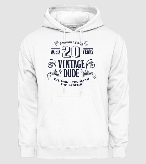 Vintage Dude - 20 model alb pe tricou