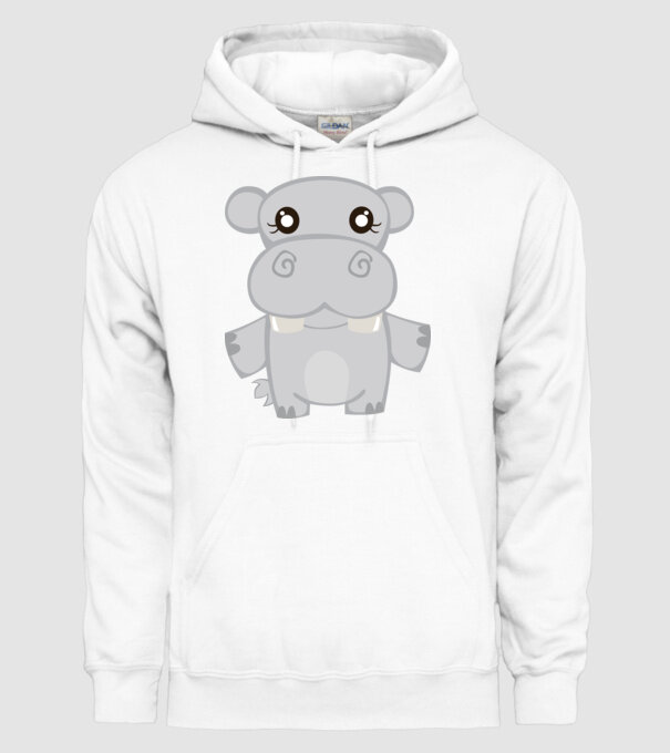 Hipopotam model alb pe tricou