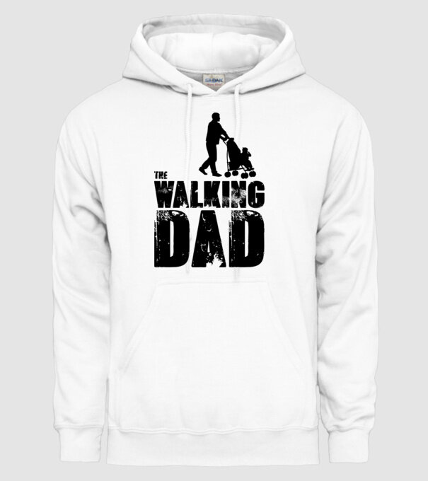 Walking dad model alb pe tricou