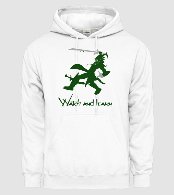 Watch and learn model alb pe tricou