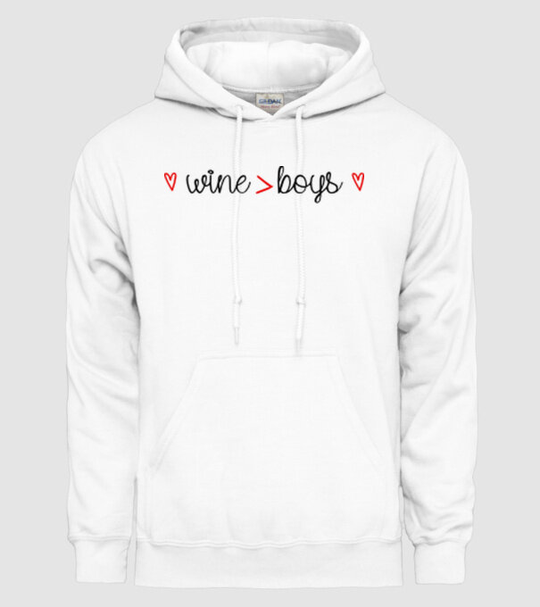 Wine and boys model alb pe tricou