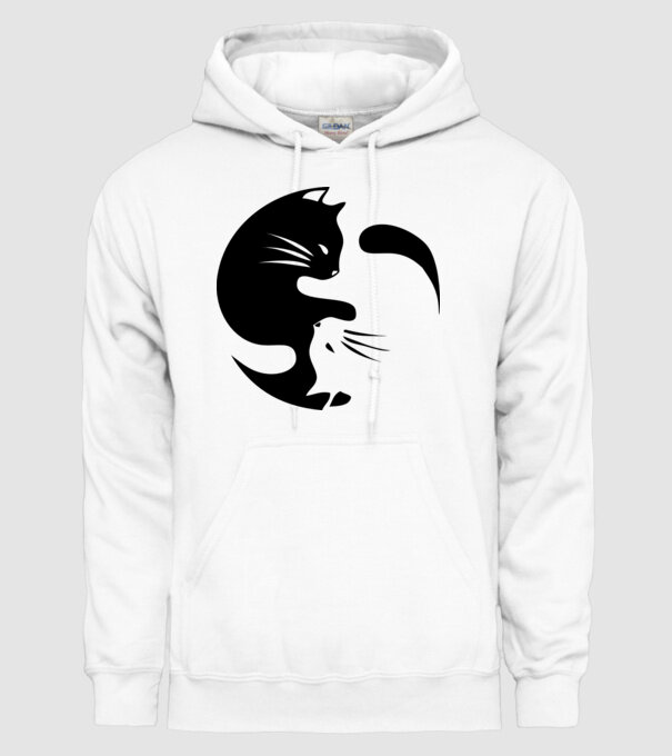 Yin Yang Pisică model alb pe tricou