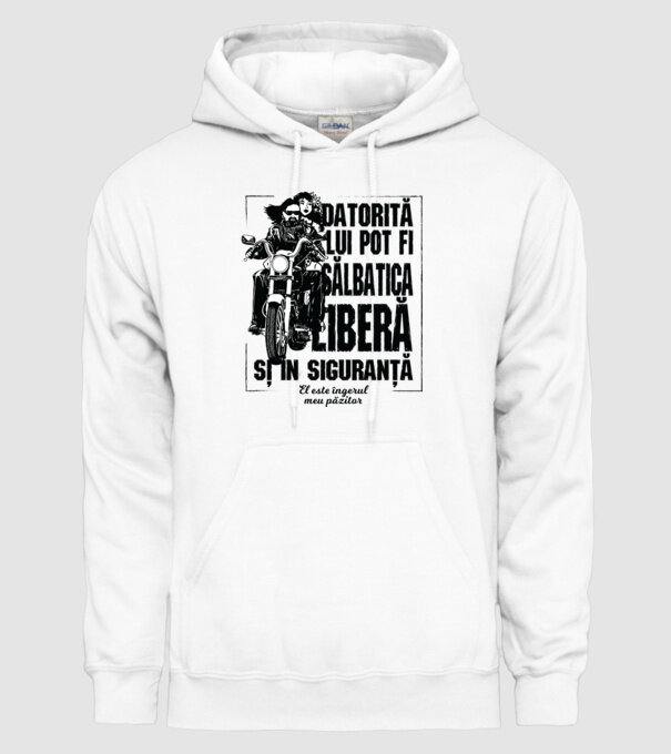 datorită lui pot fi sălbatică, liberă și în siguranță - el este îngerul meu păzitor model alb pe tricou