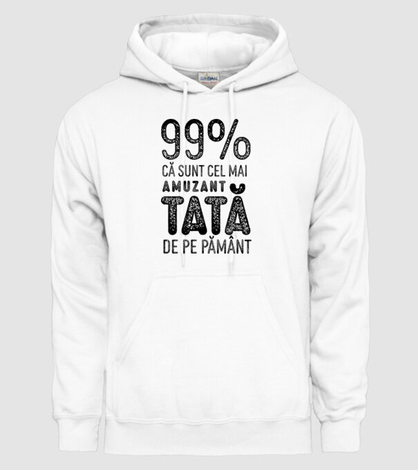 99% că sunt cel mai amuzant tată de pe pământ model alb pe tricou