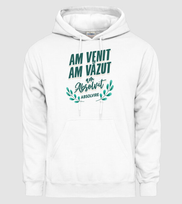 Absolvire model alb pe tricou