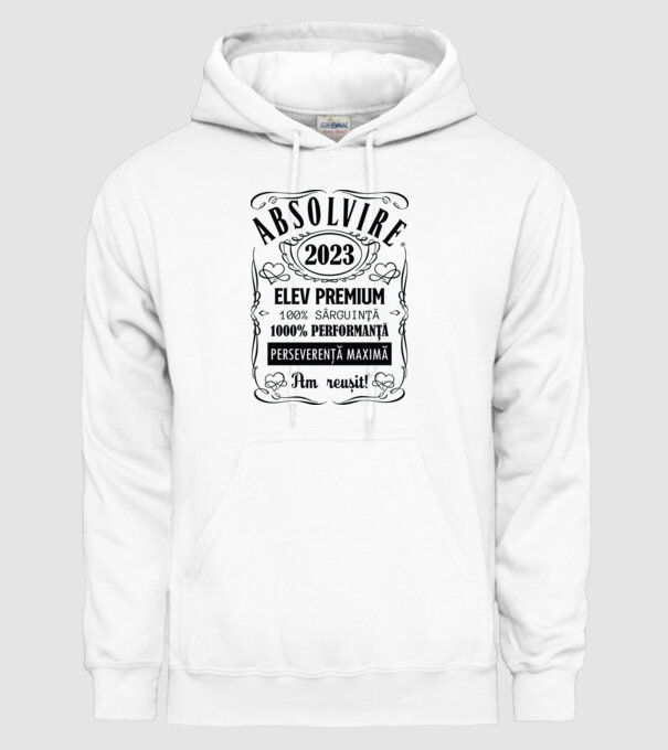 Absolvire Premium model alb pe tricou