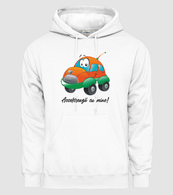 accelerează cu mine model alb pe tricou