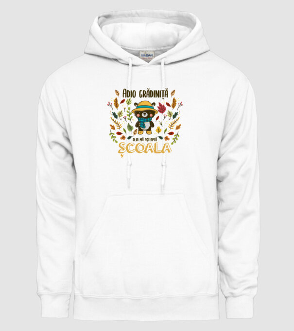 Adio grădiniță, acum sunt deja școlar model alb pe tricou