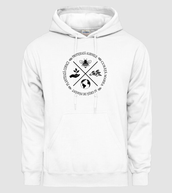 Ai grijă de Pământ model alb pe tricou