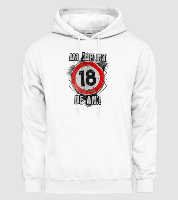 Am împlinit 18 de ani! model alb pe tricou