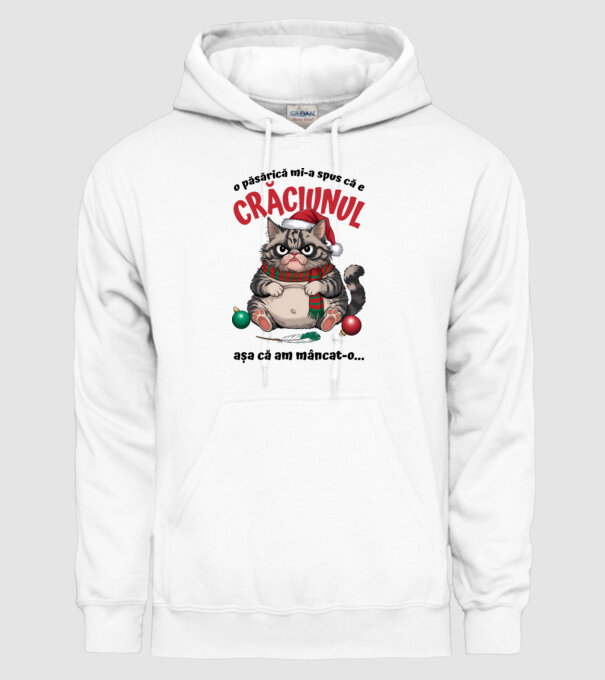 Am mâncat pasărea Crăciun pisică Alb model alb pe tricou