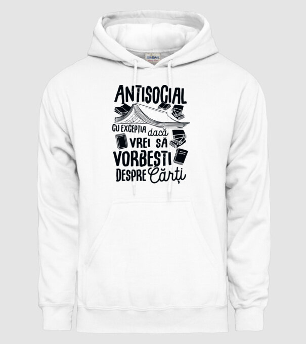 Antisocial, cu excepția dacă vrei să vorbești despre cărți-01 model alb pe tricou