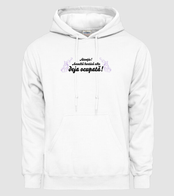 Atenție! Această burtică este deja ocupată! model alb pe tricou