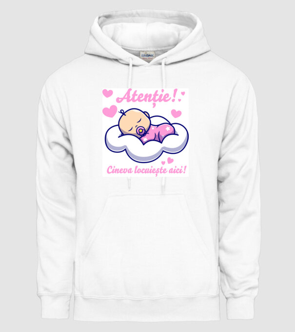 Atenție! Cineva locuiește aici! model alb pe tricou