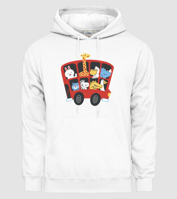 Autobuze model alb pe tricou