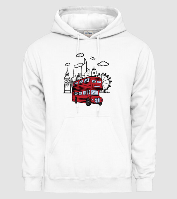 Autobuze model alb pe tricou