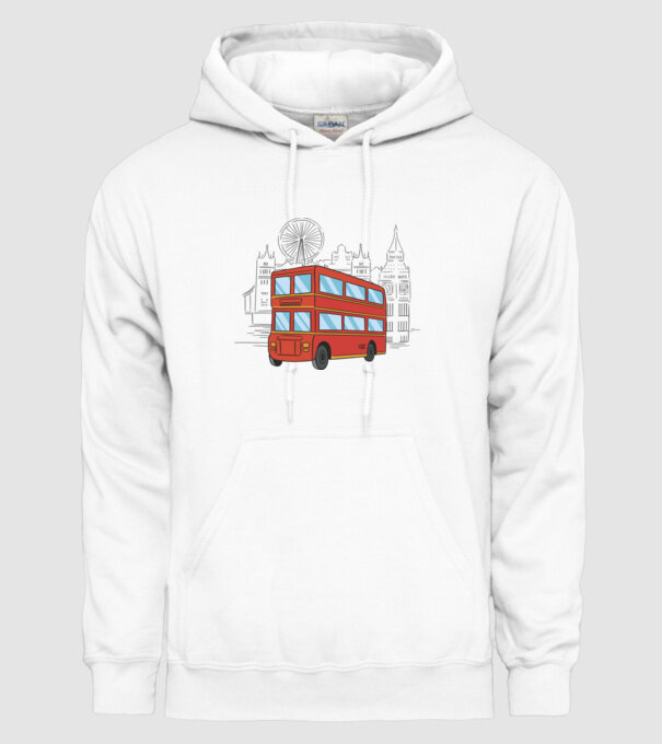 Autobuze model alb pe tricou