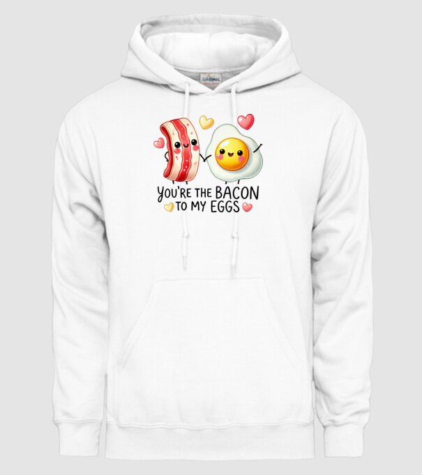 Bacon to my Eggs model alb pe tricou