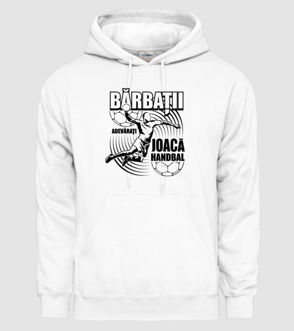 Bărbații adevărați joacă handbal model alb pe tricou