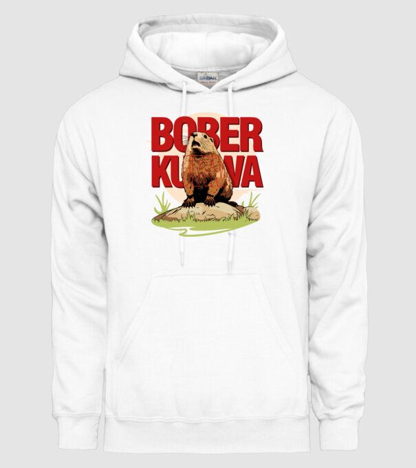 BOBER model alb pe tricou