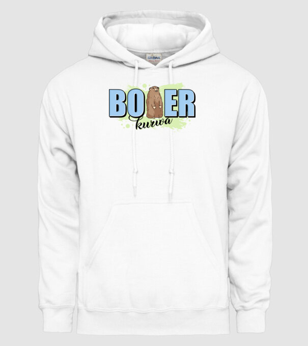 Bober Kurwa model alb pe tricou