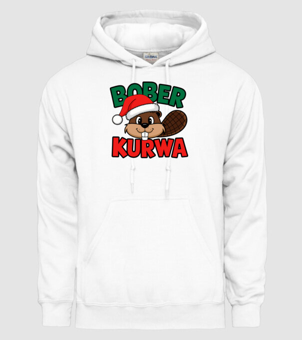 Bober kurwa xmas model alb pe tricou