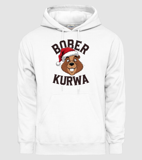 Bober kurwa xmas model alb pe tricou
