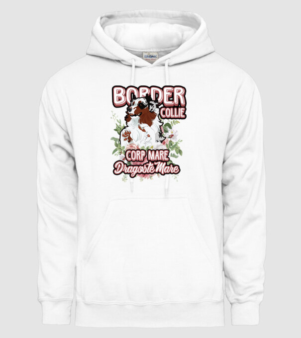 border collie - multă blană multă dragoste model alb pe tricou